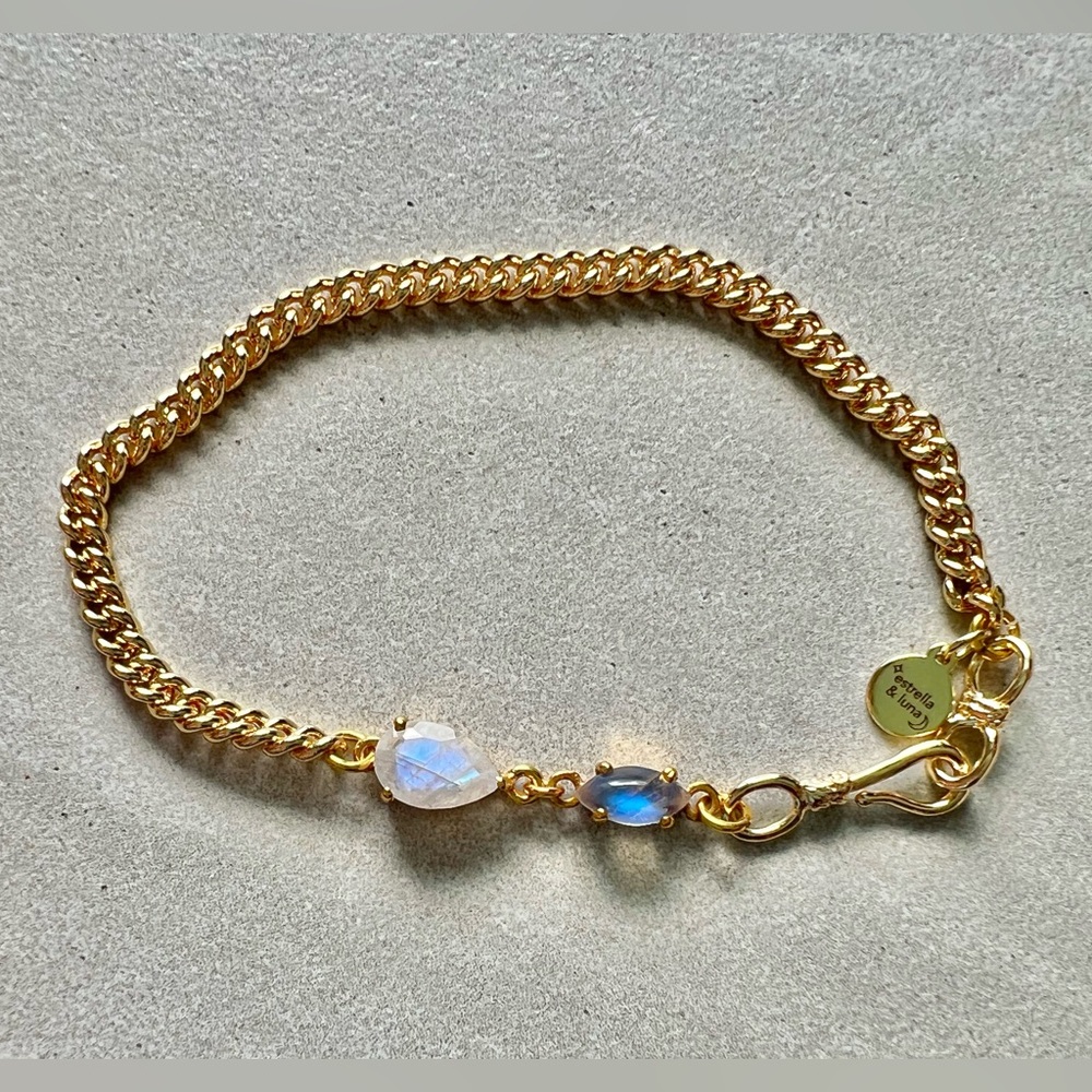 Moonstone Gemstone 22K Gold Bracelet